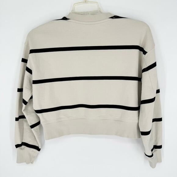 Lululemon Perfectly Oversized Cropped Crew Sweatshirt in Stripe 0/XS Cream/Black - Picture 10 of 11